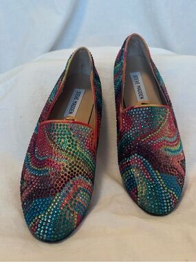 Steve Madden Rhinestone Loafers Sz 7 Rainbow Sparkle Psychedelic Glam  Festival